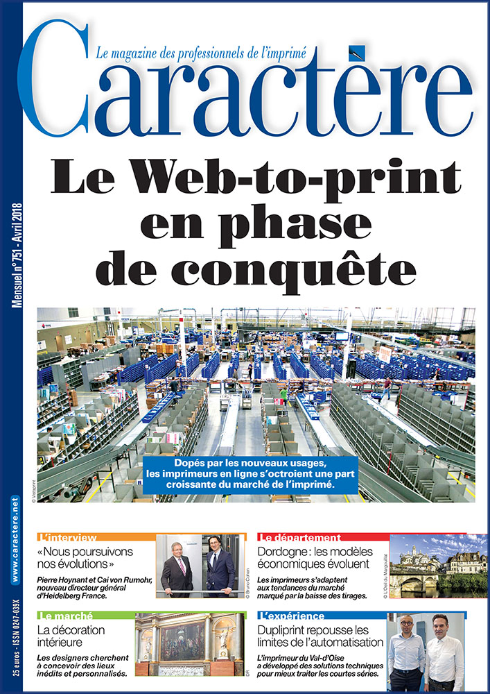 Couverture magazine Caractre avril 2018, dossier spcial sur le web to print