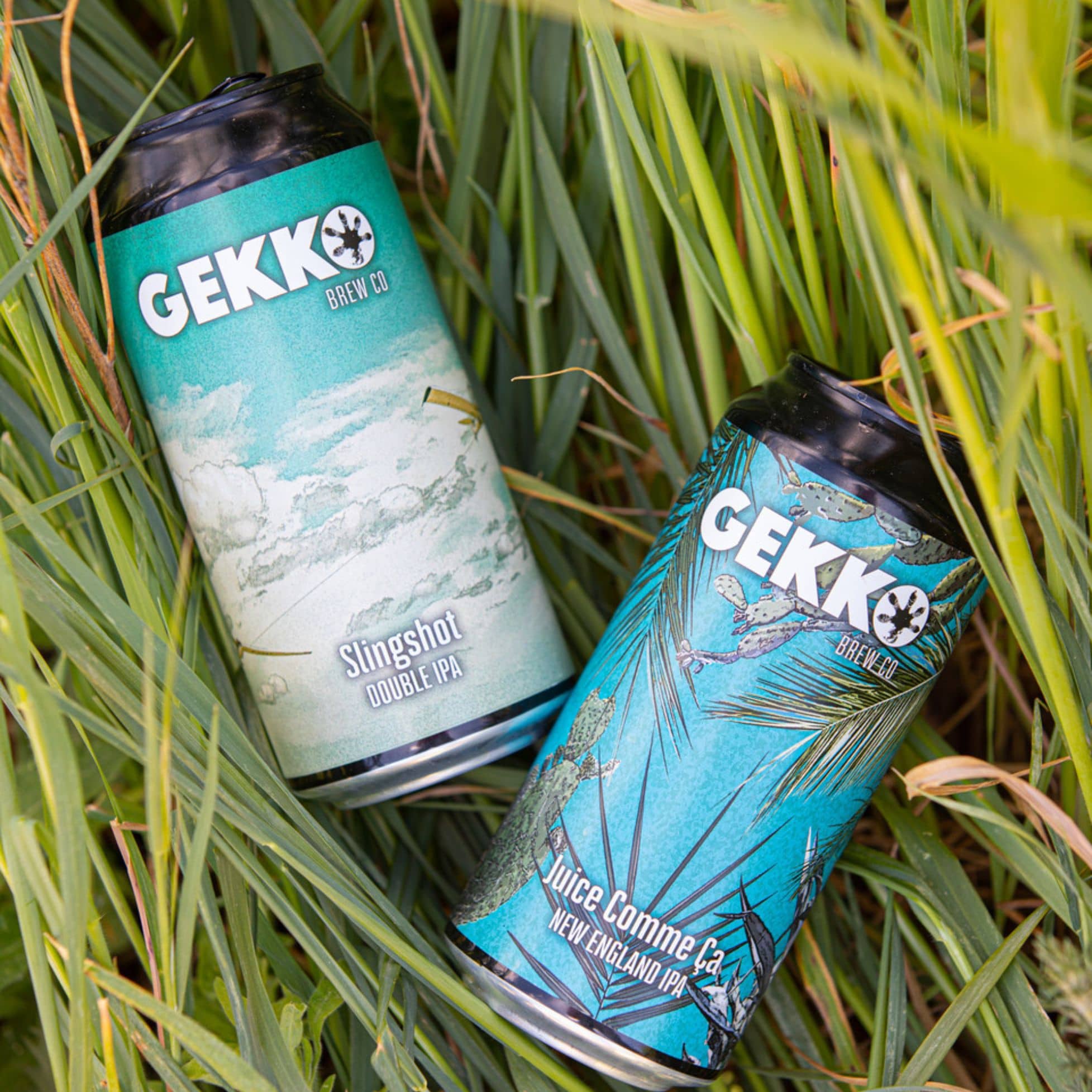 Bières de la brasserie Gekko Brewing avec des étiquettes produites via le service d'impression Yetiq.pro