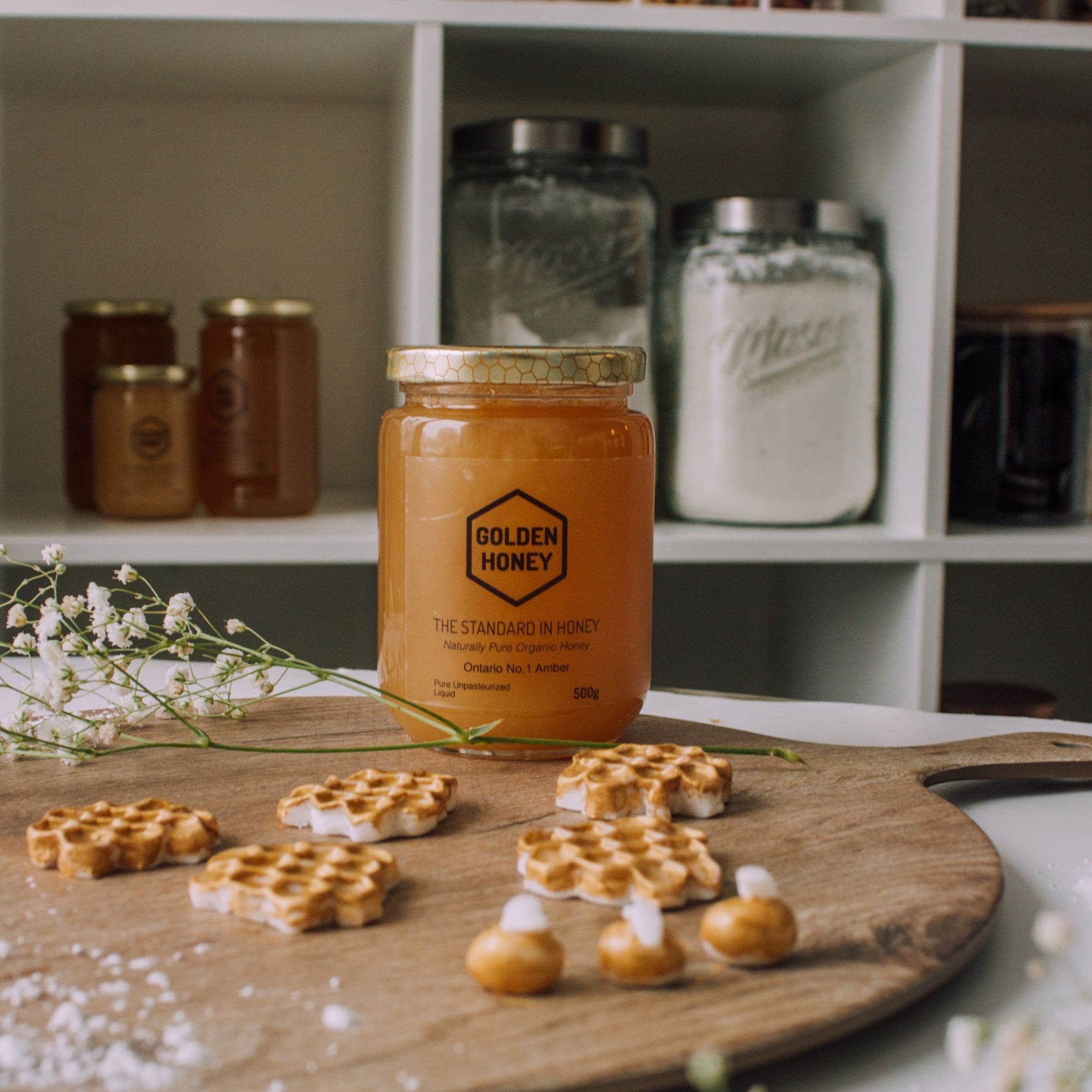 Etiquettes de bouteille de miel, pot en verre de miel