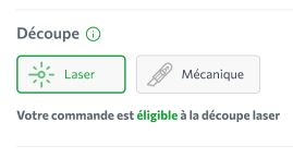 Choix de type de découpe mécanique et laser sur Yetiq.pro